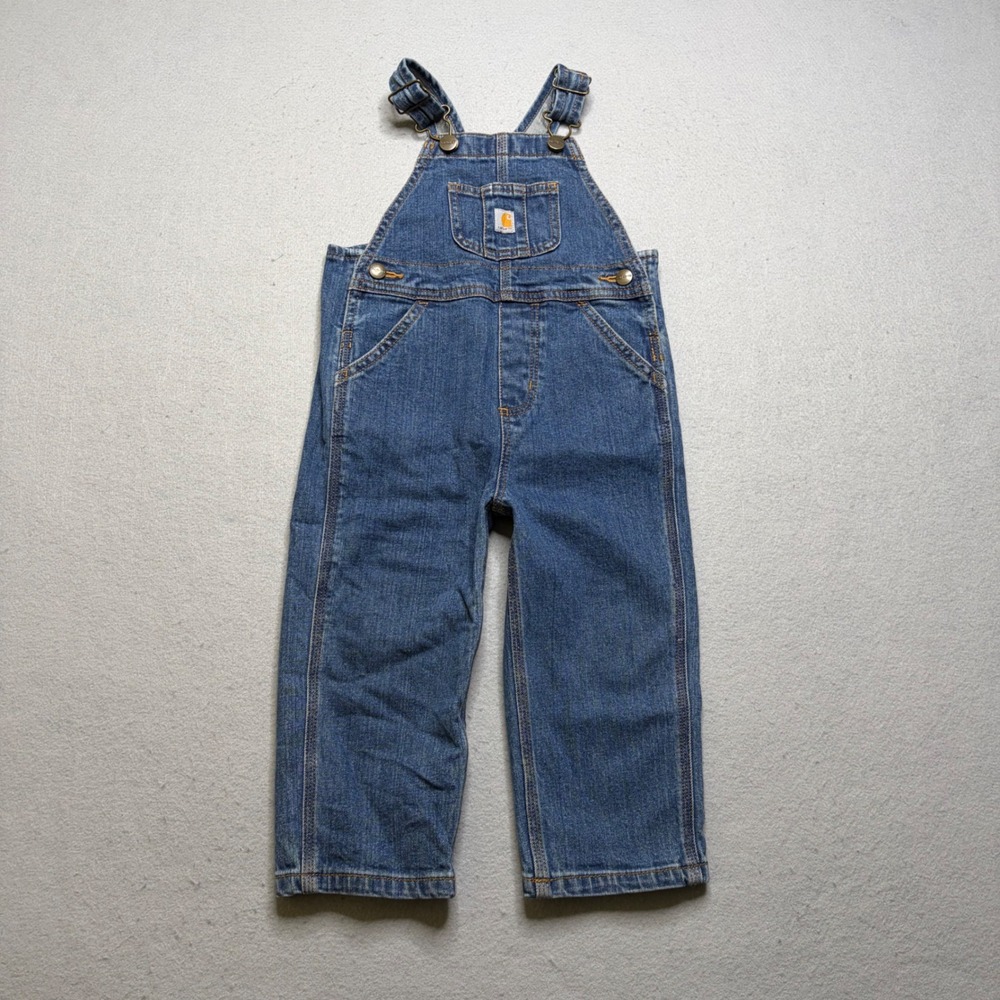 Carhartt Overalls Kids 2T Blue OX8665-B Denim Bib Dungarees Stretch Workwear